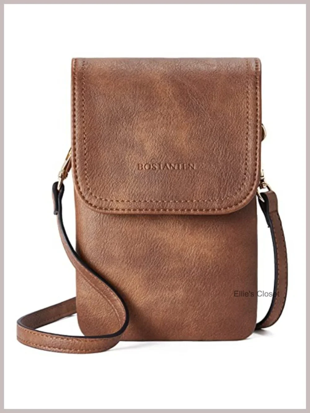 Small Crossbody Bag Women Vegan Leather Phone Purse Triple Pocket Adjustable